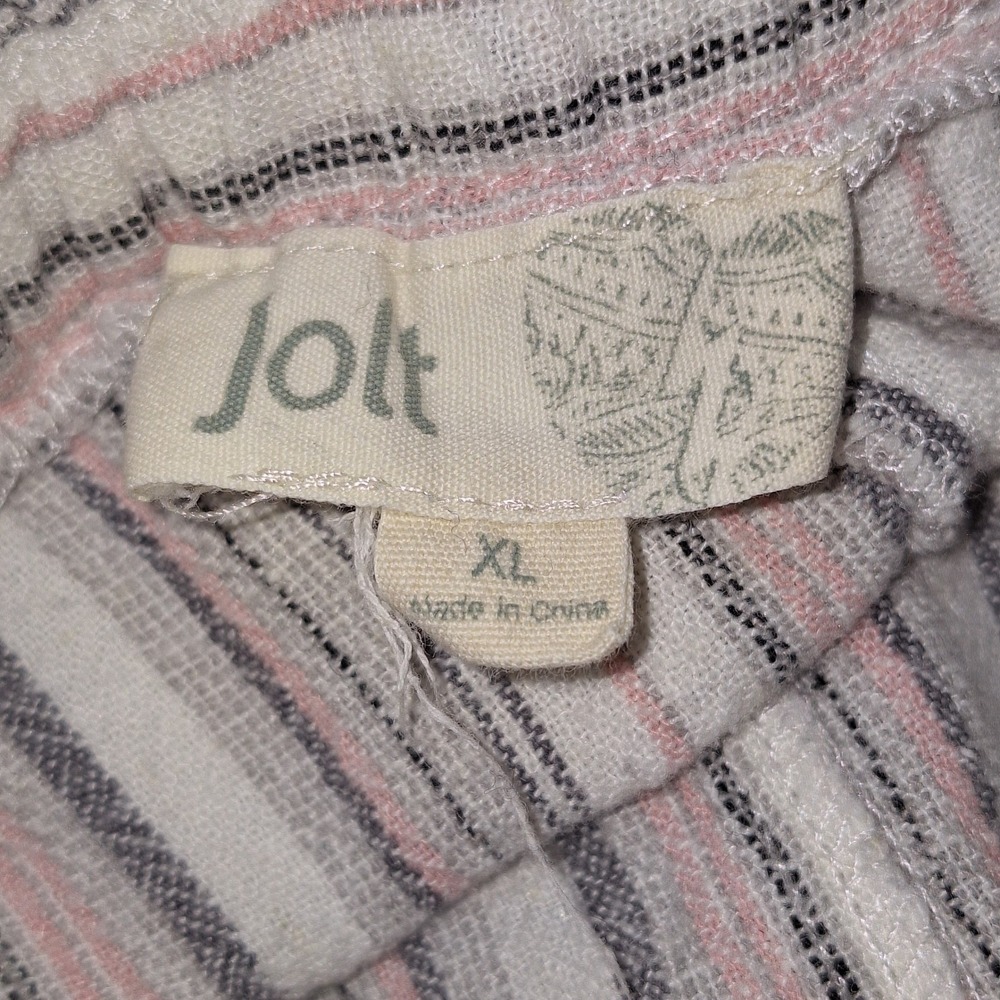 Cottagecore Boho Linen Blend Resort Wear Chic Jolt Wide Leg Striped Pants XL - Picture 3 of 16
